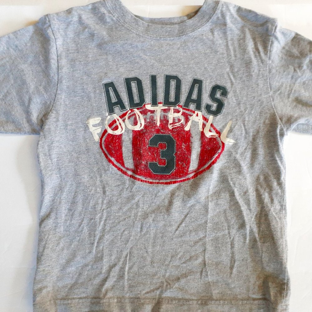 Adidas Boys T-Shirt Gray Football Long Sleeve 4T